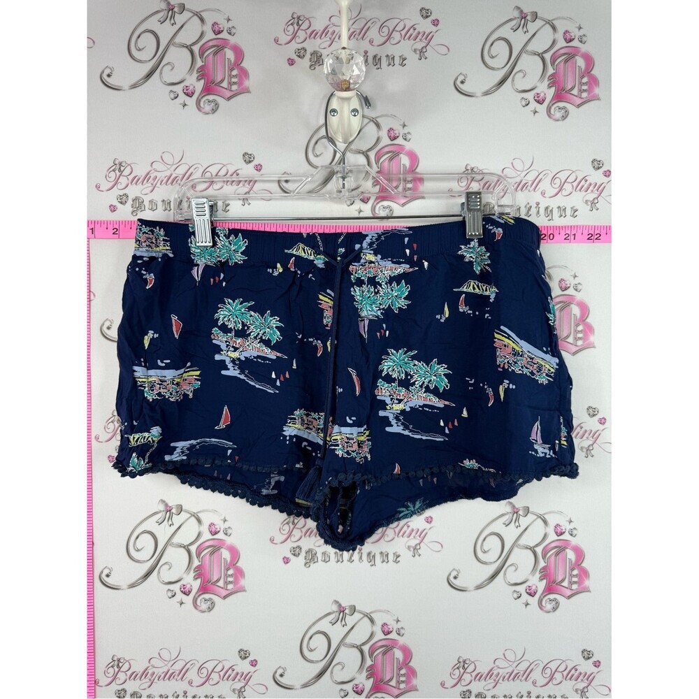 GapBody shorts sail boats Navy Blue Floral-Print Blouse